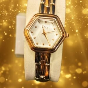 Dior R Style Ladies Hexagonal Rose Gold & Silver Watch