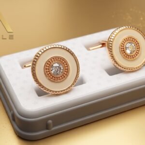 Rose Gold Enamel Solitaire Cufflinks