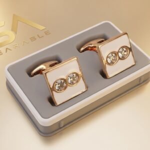 Rose Gold Square Dual-Crystal Cufflinks